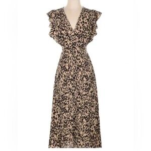 Sienna Sky Leopard Print Button Front Midi Dress XS